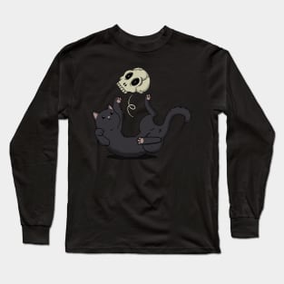 Skull Black Cat Long Sleeve T-Shirt